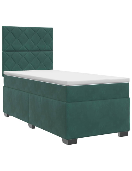 Letto box spring con materasso Verde Scuro 80 x 200 cm Velluto
