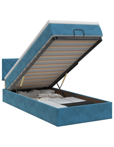 Letto ottomano con materasso Blu Scuro 80 x 200 cm Velluto