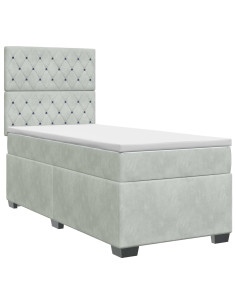 Letto box spring con materasso Grigio Chiaro 90 x 200 cm 2