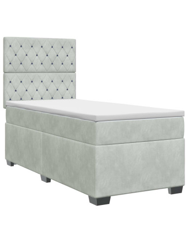Letto box spring con materasso Grigio Chiaro 90 x 200 cm