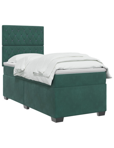 Letto box spring con materasso Verde Scuro 90 x 200 cm Velluto