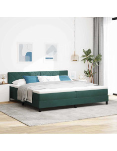Letto a Sorgente LED Verde Scuro 200 x 200 cm Velluto