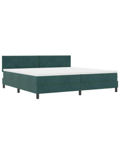 Letto a Sorgente LED Verde Scuro 200 x 200 cm Velluto 2
