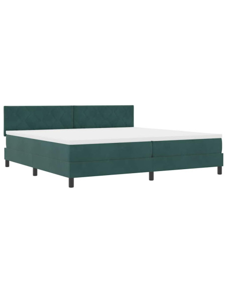 Letto a Sorgente LED Verde Scuro 200 x 200 cm Velluto