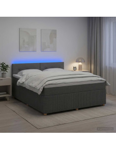 Letto box spring con materasso Grigio Scuro 180 x 200 cm