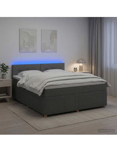 Letto box spring con materasso Grigio Scuro 180 x 200 cm