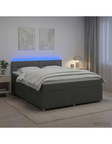 Letto box spring con materasso Grigio Scuro 180 x 200 cm
