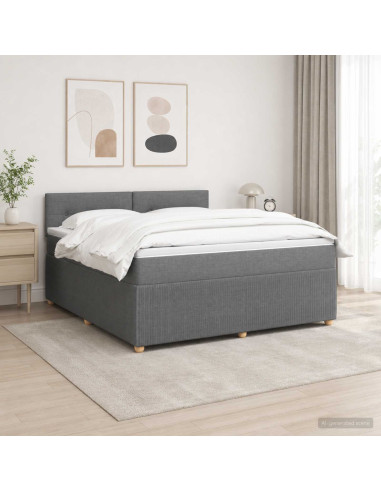 Letto box spring con materasso Grigio Scuro 180 x 200 cm
