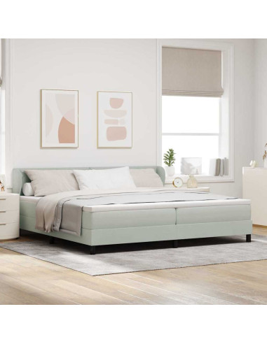 Letto a molle con testiera Grigio chiaro 200 x 200 cm Velluto