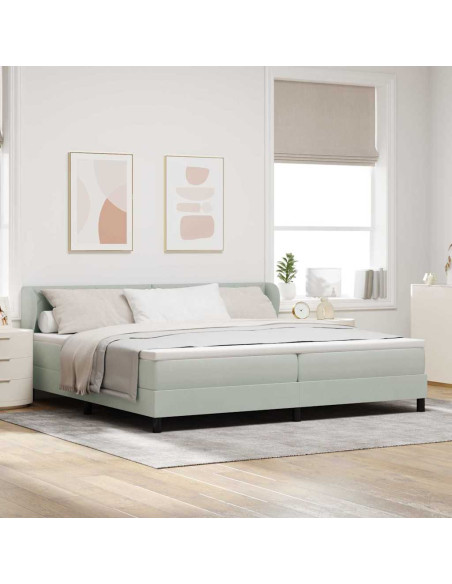 Letto a molle con testiera Grigio chiaro 200 x 200 cm Velluto