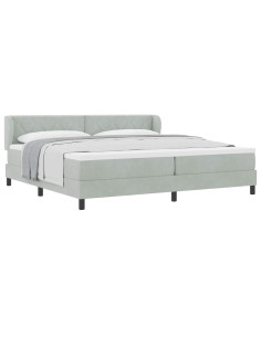 Letto a molle con testiera Grigio chiaro 200 x 200 cm Velluto 2