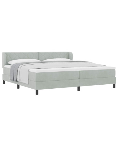 Letto a molle con testiera Grigio chiaro 200 x 200 cm Velluto
