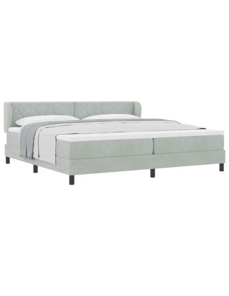 Letto a molle con testiera Grigio chiaro 200 x 200 cm Velluto