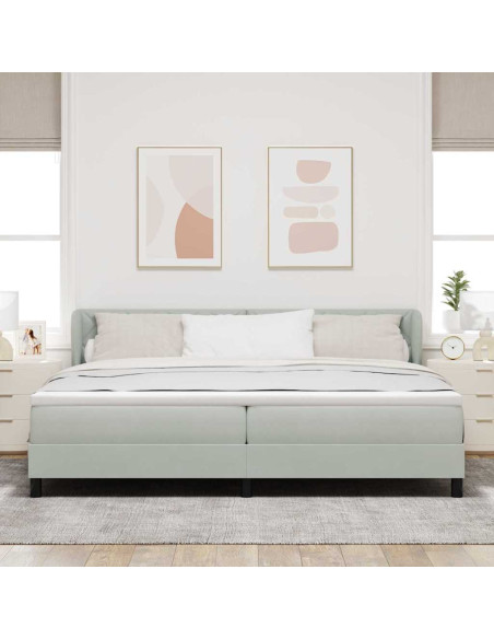 Letto a molle con testiera Grigio chiaro 200 x 200 cm Velluto