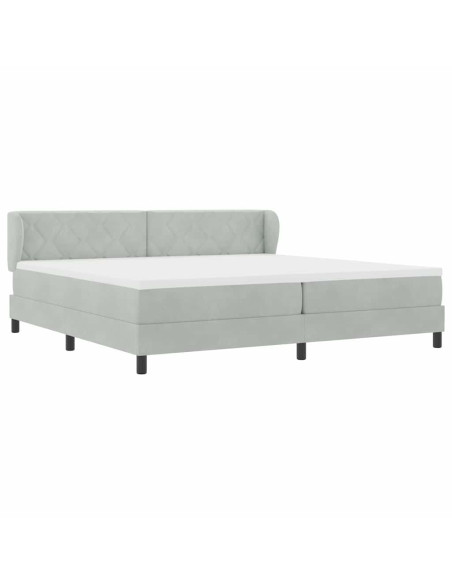 Letto a molle con testiera Grigio chiaro 200 x 200 cm Velluto