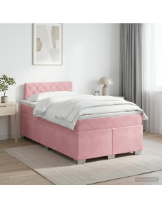 Letto box spring con materasso Rosa 120 x 190 cm Velluto