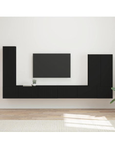 Set di Mobiletto da TV a Parete 6 pz Nero