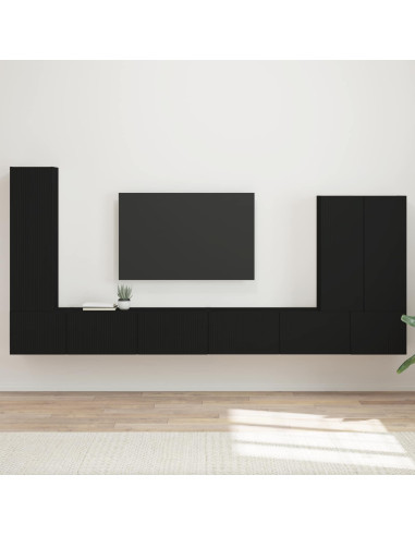 Set di Mobiletto da TV a Parete 6 pz Nero