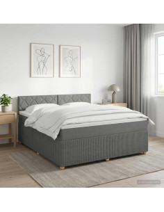 Letto box spring con materasso Grigio Scuro 180 x 200 cm