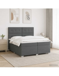 Letto box spring con materasso Grigio Scuro 200 x 200 cm