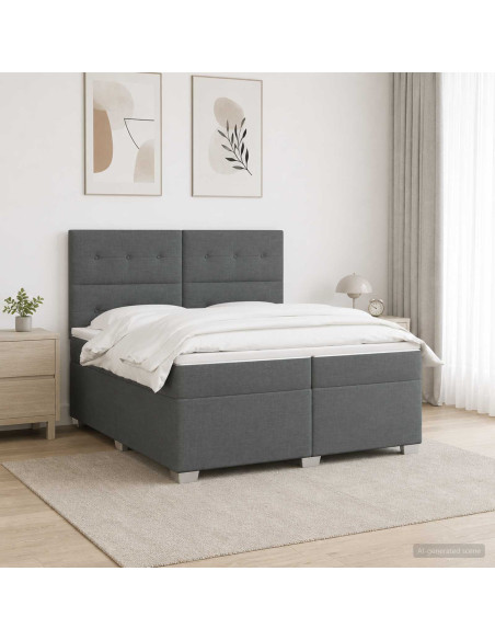 Letto box spring con materasso Grigio Scuro 200 x 200 cm