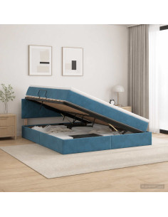 Letto con Contenitore Blu Scuro 160 x 200 cm Velluto