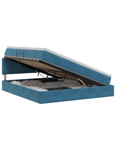 Letto con Contenitore Blu Scuro 160 x 200 cm Velluto