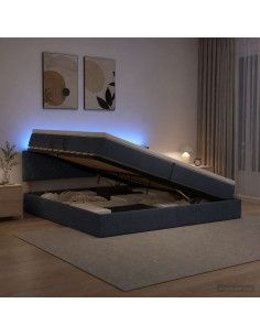 Letto con contenitore LED e materasso Grigio Scuro 200 x 200 cm