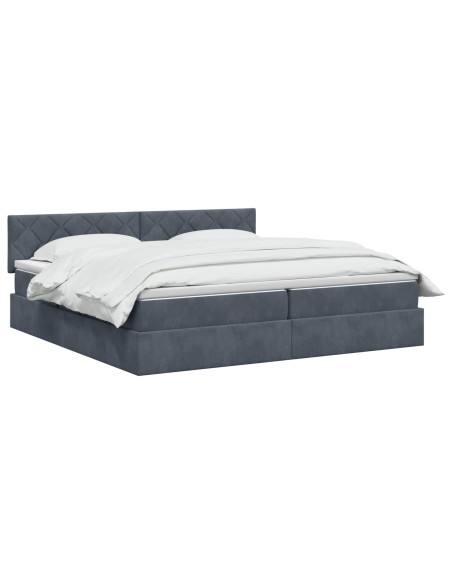 Letto con contenitore LED e materasso Grigio Scuro 200 x 200 cm
