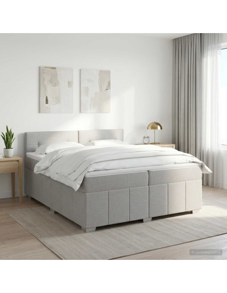 Letto box spring con materasso Grigio Chiaro 200 x 200 cm