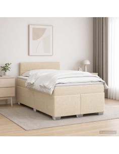 Letto box spring con materasso Crema 120 x 200 cm Tessuto