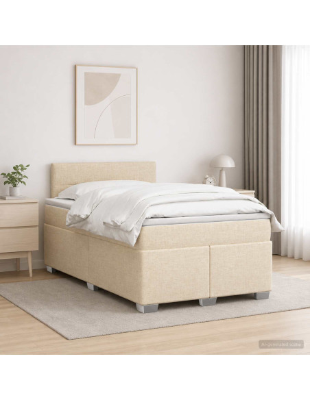 Letto box spring con materasso Crema 120 x 200 cm Tessuto