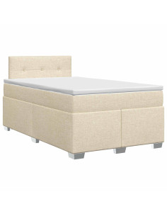 Letto box spring con materasso Crema 120 x 200 cm Tessuto 2