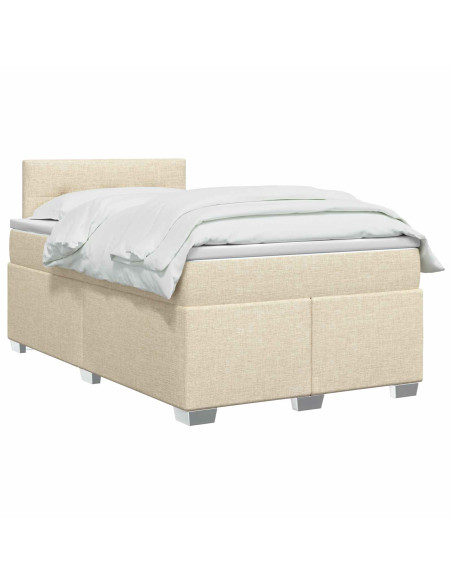 Letto box spring con materasso Crema 120 x 200 cm Tessuto