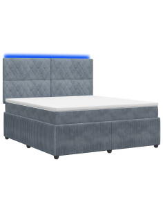Letto Box Spring LED con Materasso Grigio Scuro 140 x 200 cm