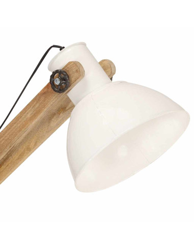 Lampada da Pavimento Bianca in Legno Massello di Mango E27
