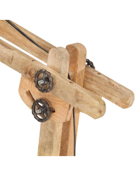 Lampada da Pavimento Bianca in Legno Massello di Mango E27