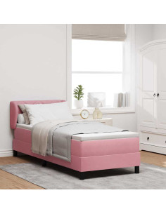 Letto a molle con testiera Rosa 80 x 200 cm Velluto