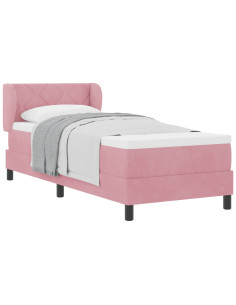 Letto a molle con testiera Rosa 80 x 200 cm Velluto 2