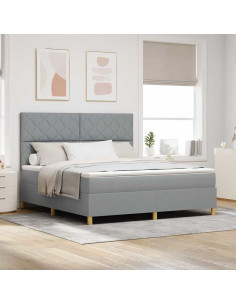 Letto a Sorgente LED Grigio chiaro 180 x 200 cm Tessuto