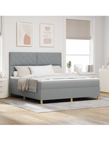Letto a Sorgente LED Grigio chiaro 180 x 200 cm Tessuto