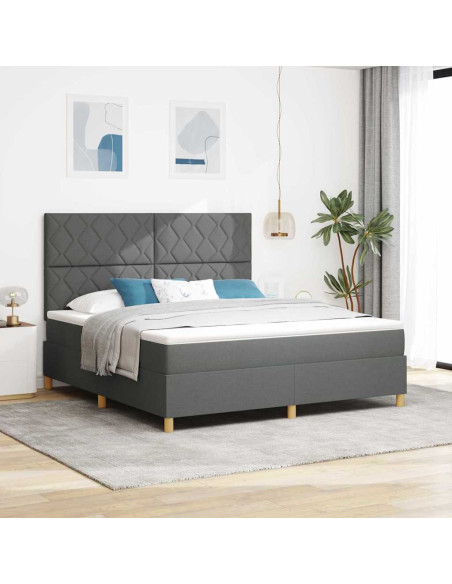 Letto a Sorgente LED Grigio scuro 180 x 200 cm Tessuto