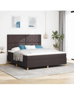 Letto a Sorgente LED Marrone Scuro 180 x 200 cm Tessuto