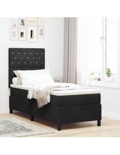 Letto a Sorgente LED con materasso Nero 80 x 200 cm Velluto