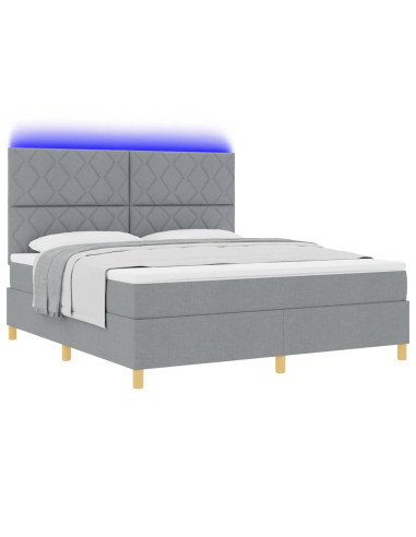 Letto a Sorgente LED Grigio chiaro 180 x 200 cm Tessuto