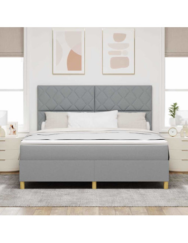Letto a Sorgente LED Grigio chiaro 180 x 200 cm Tessuto