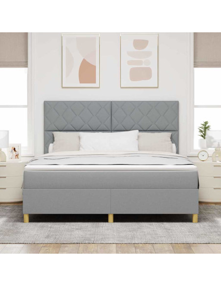 Letto a Sorgente LED Grigio chiaro 180 x 200 cm Tessuto