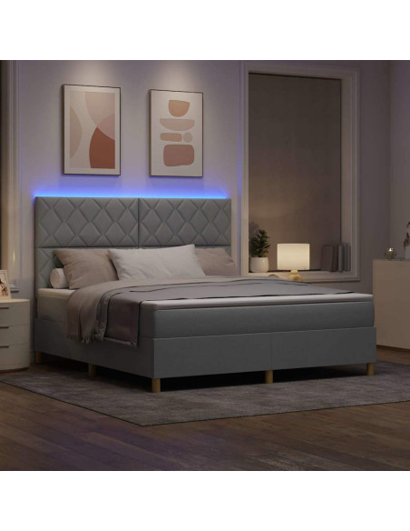 Letto a Sorgente LED Grigio chiaro 180 x 200 cm Tessuto