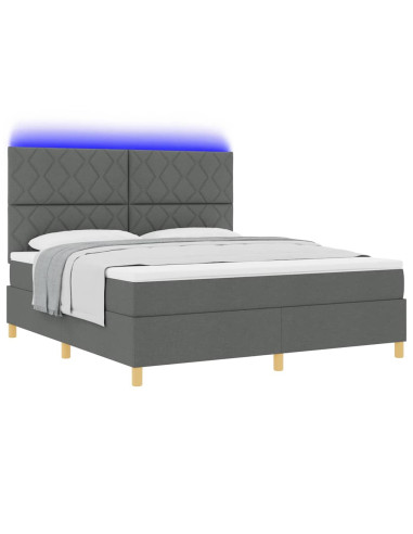 Letto a Sorgente LED Grigio scuro 180 x 200 cm Tessuto