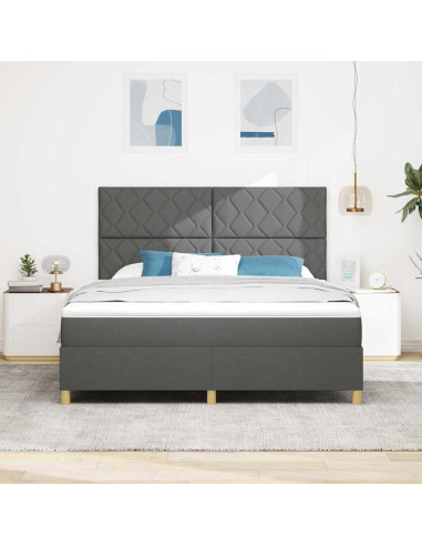 Letto a Sorgente LED Grigio scuro 180 x 200 cm Tessuto